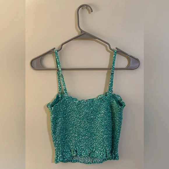 Hollister Green and White Floral Tank Top - Picture 2 of 3